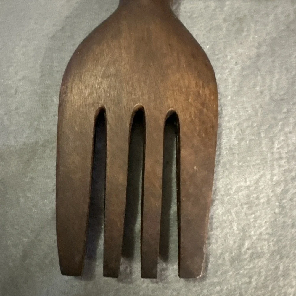Vintage MCM Wall Hanging Large Wooden Spoon and Fork Set Totem 12